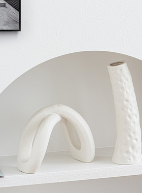 创意INS简约抽象异形陶瓷花瓶摆件插花干花玄关电视柜客厅装饰品