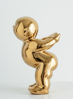 现代简约电镀陶瓷抽象人物运动健儿胖子书挡样板间家居民宿摆件