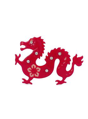 中国风正红色新年系列灵蛇边发夹