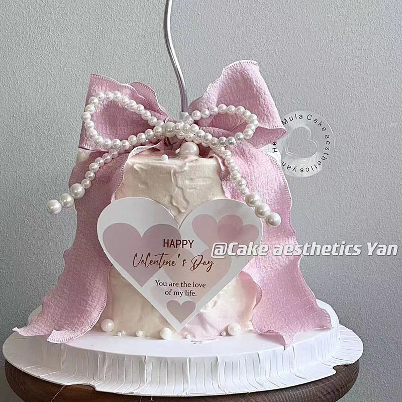 214情人节烘焙蛋糕装饰卡片粉色褶皱鱼尾纱丝带鲜花礼物卡片装扮,淘宝优惠券,粉丝福利购,淘宝优惠卷