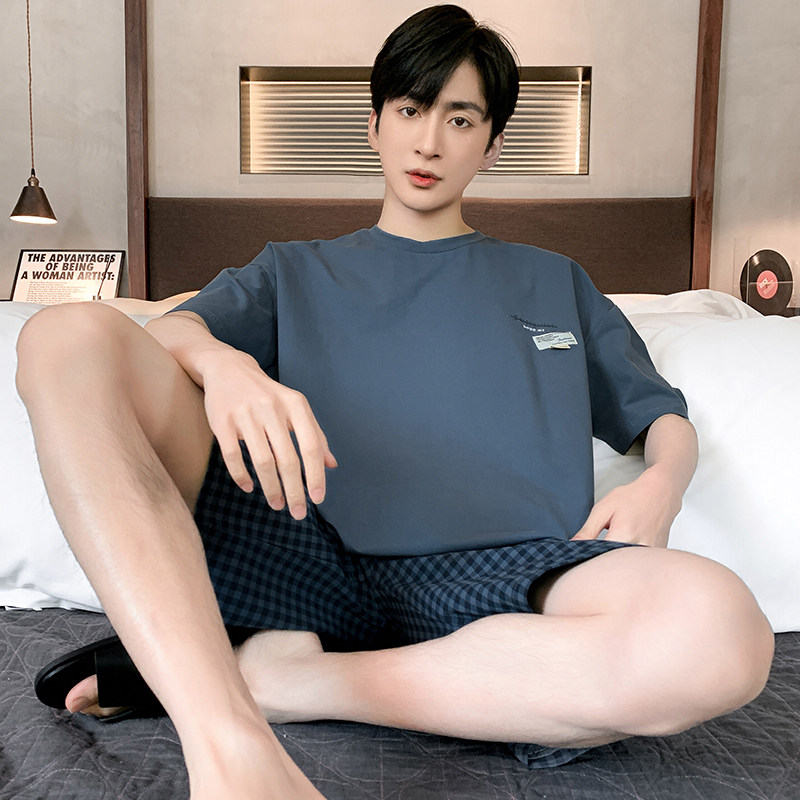 男士夏季2023年新款纯棉短袖睡衣 雅模派对睡衣/家居服套装