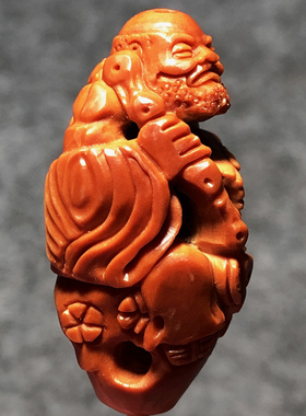 达摩橄榄核雕刻吊坠配饰文玩背云