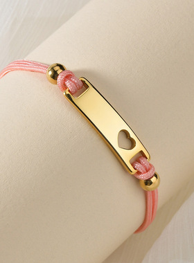 Customized bracelet 彩绳弯牌刻字手链 欧美DIY个性化镂空月亮