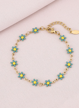 bracelet 不锈钢花瓣手链女气质百搭简约情侣钛钢几何型手链手