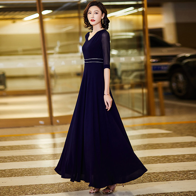 2022年春季新款夏简约拼接v领长裙 绅岚洋服连衣裙