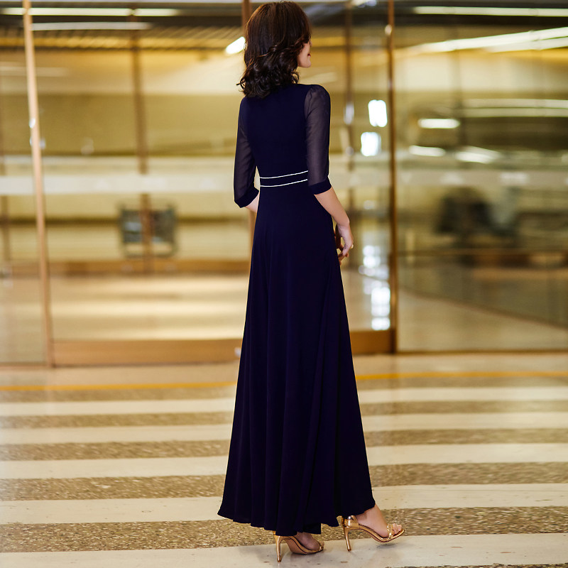 2022年春季新款夏简约拼接v领长裙 绅岚洋服连衣裙