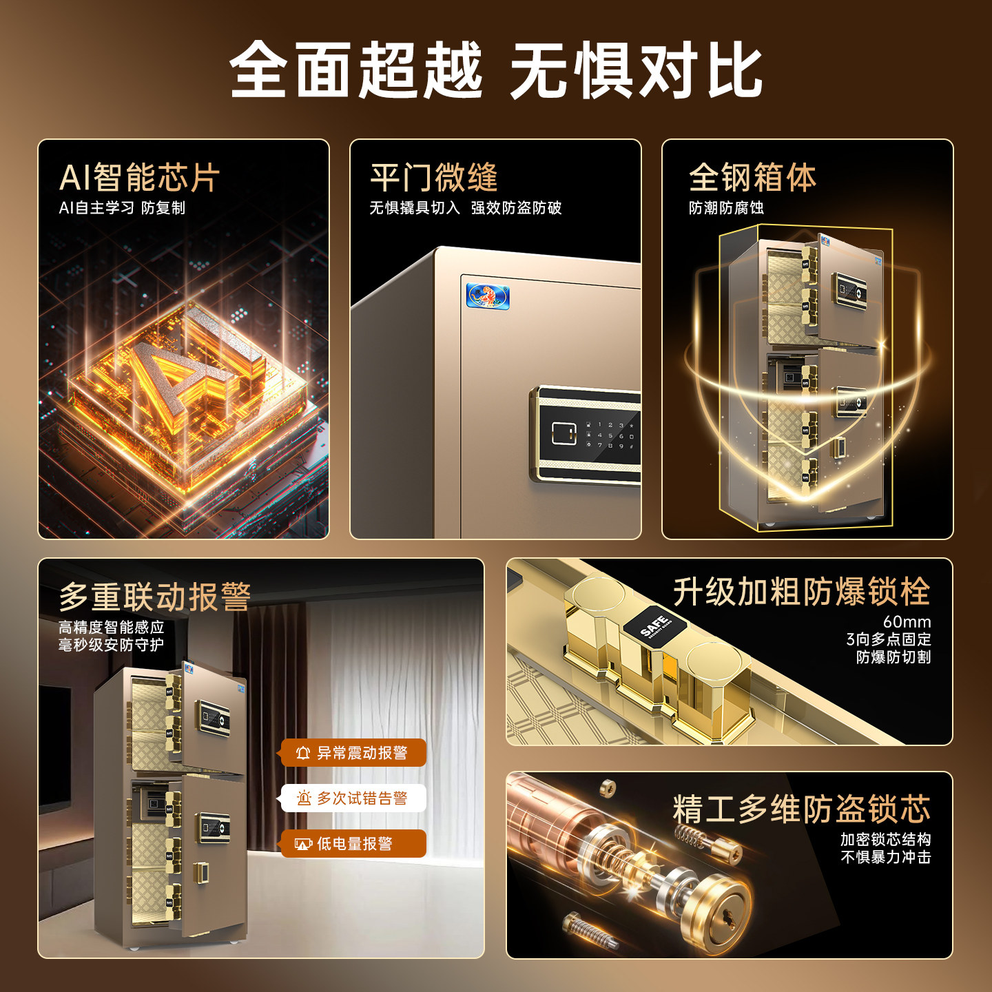 【虎牌原厂】保险柜家用办公室80cm/1.2米1.5米家庭大型保险箱防盗智能指纹密码保管箱2026新款官方旗舰正品