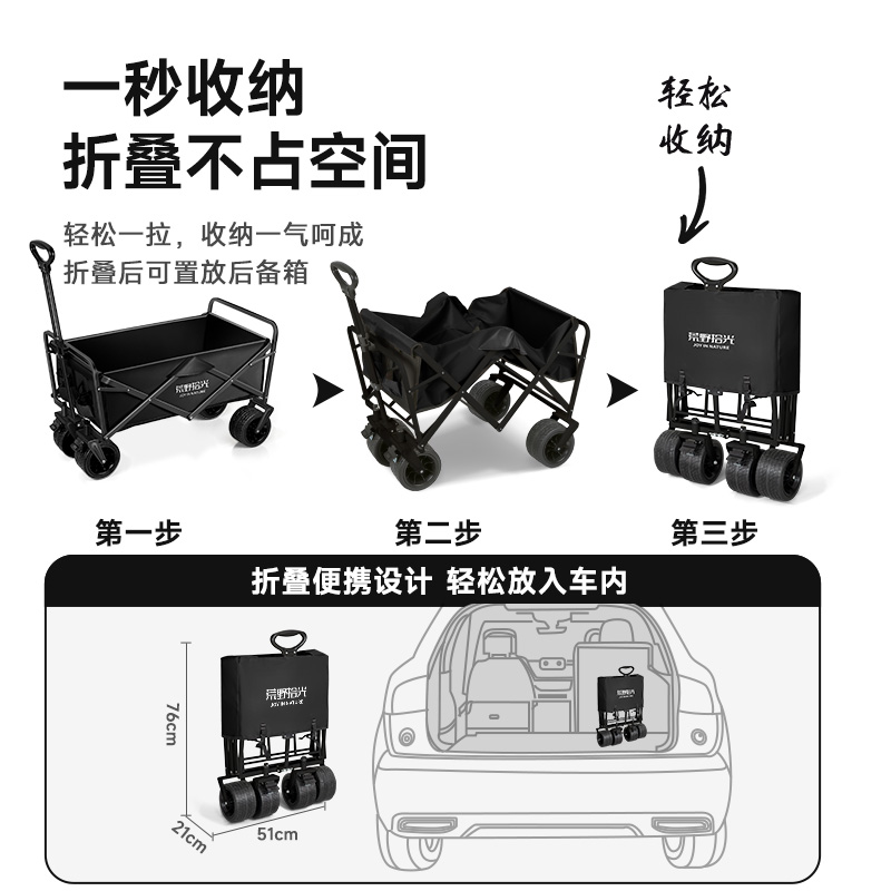 露营车户外推车手推折叠收纳营地小拖车野餐野营儿童可躺摆摊旅行-图2