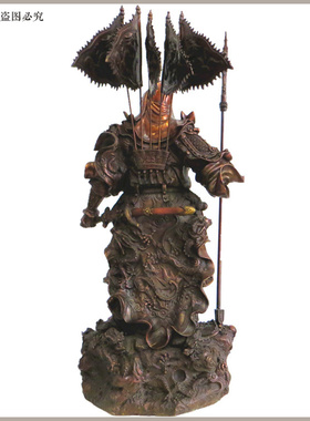 九龙纯铜关公彩绘像祥狮正品