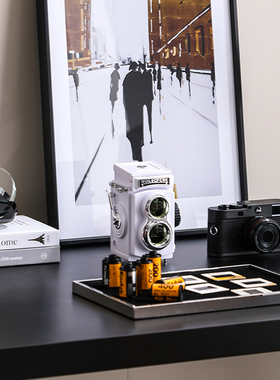 样板房间书房主人房装饰品软装摄影师主题书桌相机模型胶卷摆件