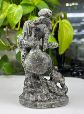 万圣节外贸雕刻天然黑曜石火焰石精工细作跨境爆款