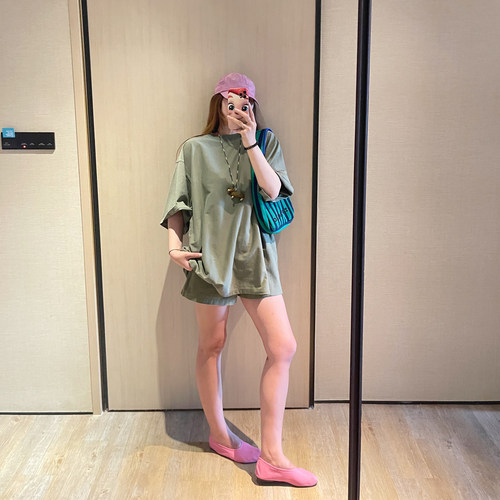 KOGIRL韩系东大门风Oversize落肩廓形极简出街圆领宽松T恤上衣女 - 图1