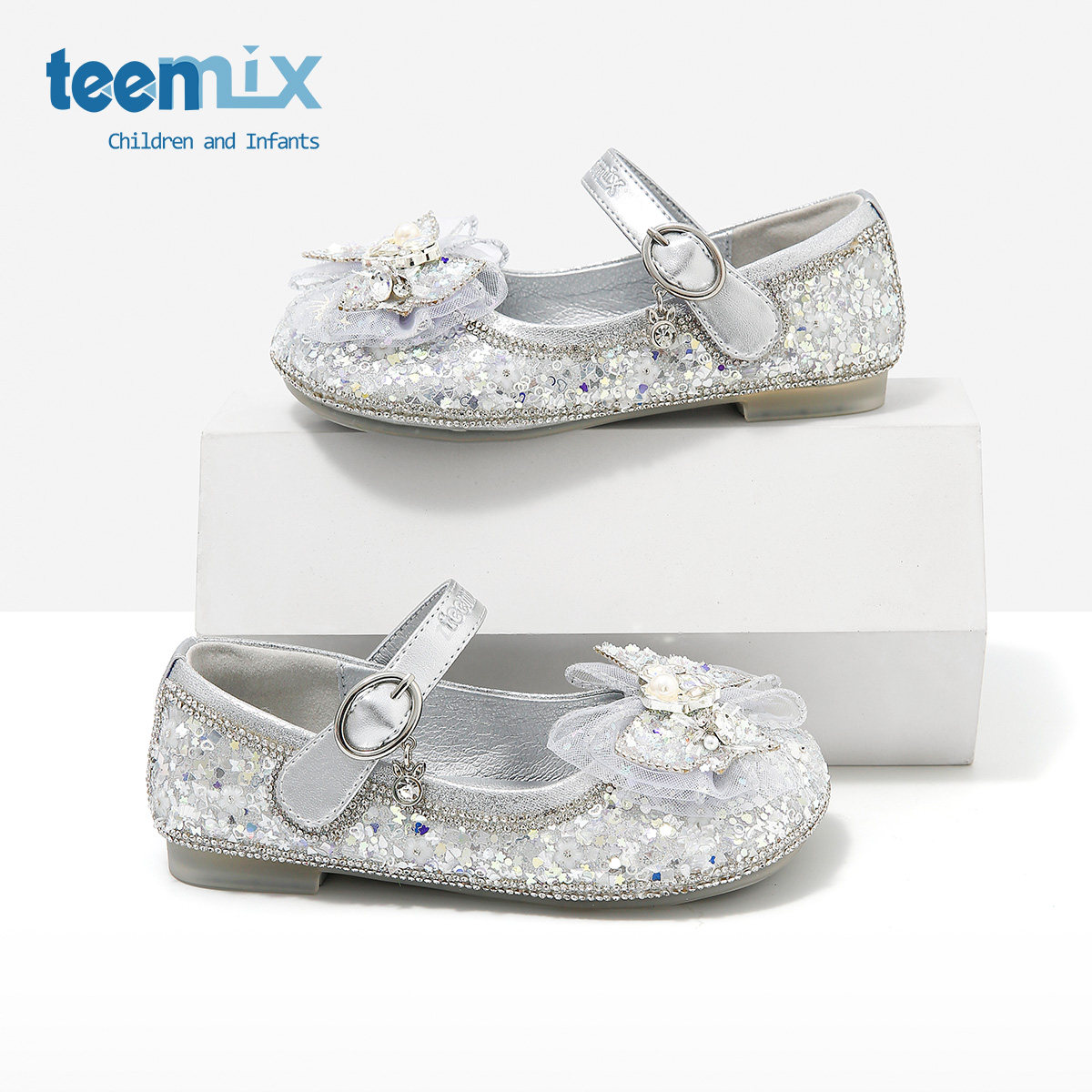 teenmix童鞋女童公主鞋2025新款亮钻水晶鞋精致优雅烫钻软底鞋子,淘宝优惠券,粉丝福利购,淘宝优惠卷
