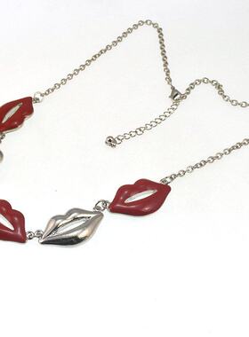 欧美外贸流行时尚饰品 质感滴油口红锁骨链项链女 220519