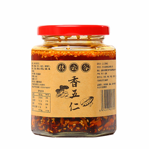 林云谷香五仁花生辣椒酱红油辣椒油凉拌下饭菜拌面拌饭酱家用瓶装 - 图3