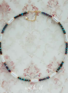 with it湖北松石淡水珍珠项链手链波西米亚风珠串度假彩色石链269