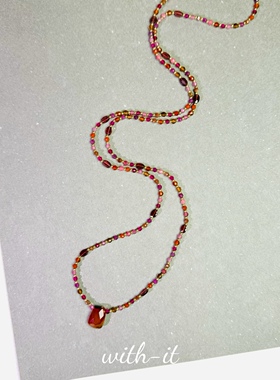 with it长项链集合款明星款松石黄水晶红宝珠串叠戴意大利风224