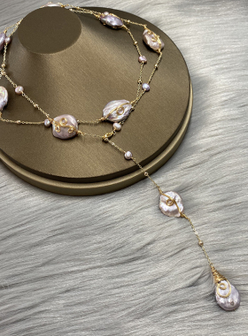 毛衣链手工巴洛克梨形珍珠L.RUBY