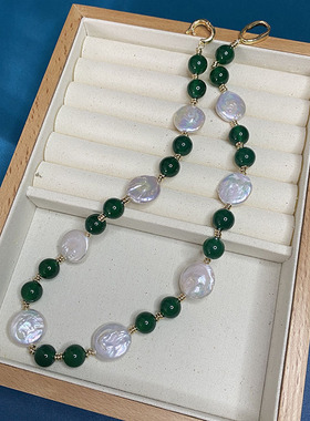 L.RUBY珍珠绿玛瑙串珠女项链