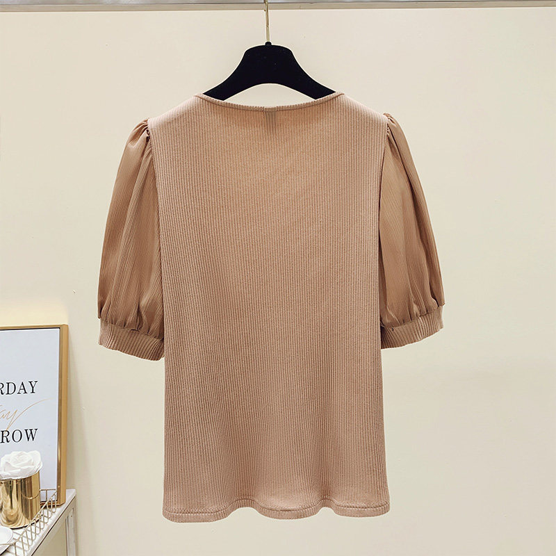 微胖法式上衣大码女装2025年夏季胖mm韩版洋气套头针织衫遮肉显瘦,淘宝优惠券,粉丝福利购,淘宝优惠卷