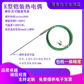 WRNK-191 ຫຸ້ມເກາະ K-type N-type thermocouple ທົນທານຕໍ່ອຸນຫະພູມສູງຂອງ 1200 ອົງສາ furnace ອຸນຫະພູມ detection probe ປະເພດຄວາມຖືກຕ້ອງຊັ້ນທໍາອິດ