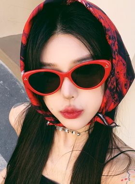 复古椭圆红色框猫眼高级