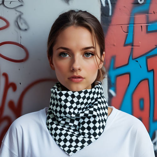 方格骑行头巾男包头三角巾嘻哈方巾巡航摩托机车面巾潮流运动发带 - 图2