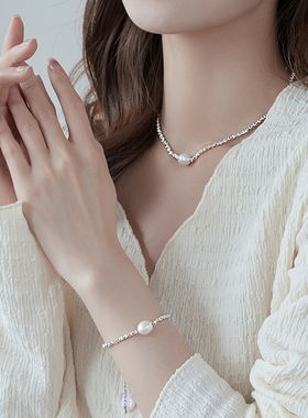 碎银子淡水珍珠手链小众设计手环