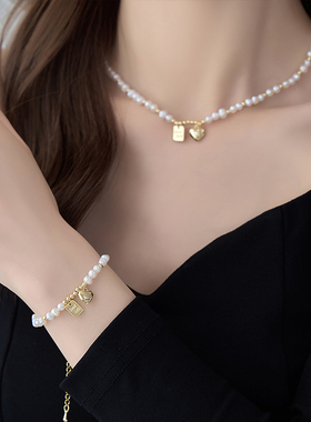 爱心幸运牌巴洛克珍珠手链