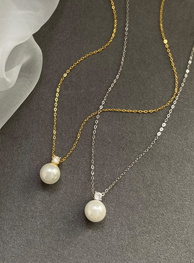单颗珍珠项链戴妃款锁骨链