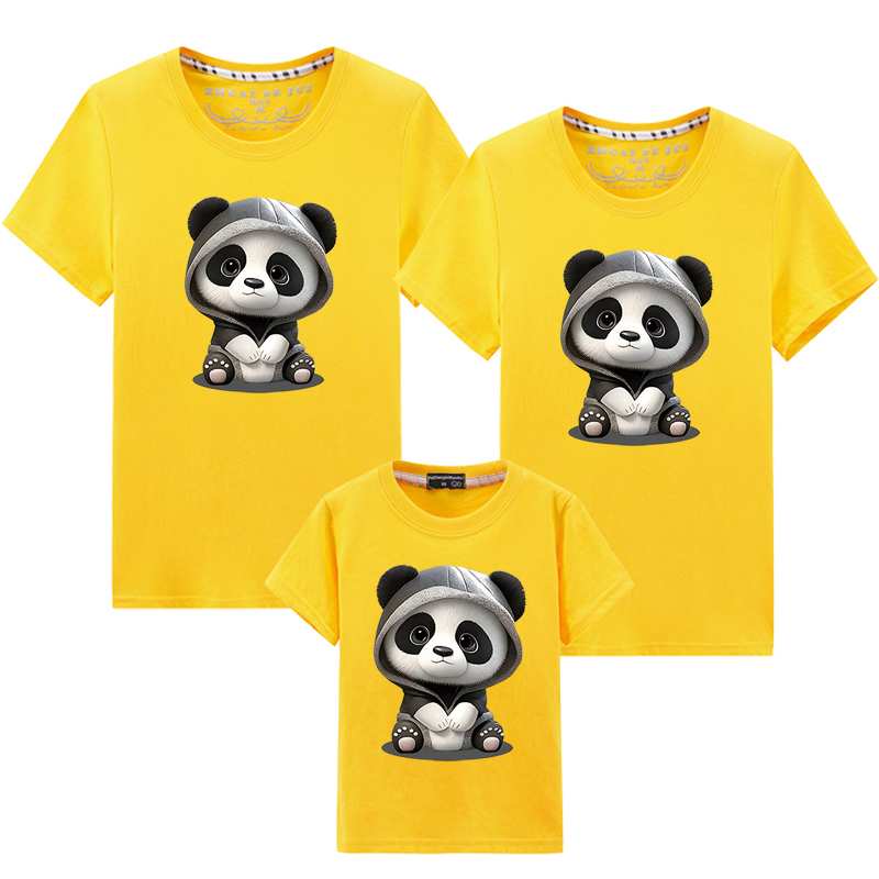 大熊猫亲子装夏装一家三口四口母子母女装洋气短袖t恤2024新款潮 - 图3