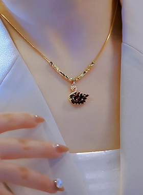 气质百搭立体黑天鹅项链女锁骨链