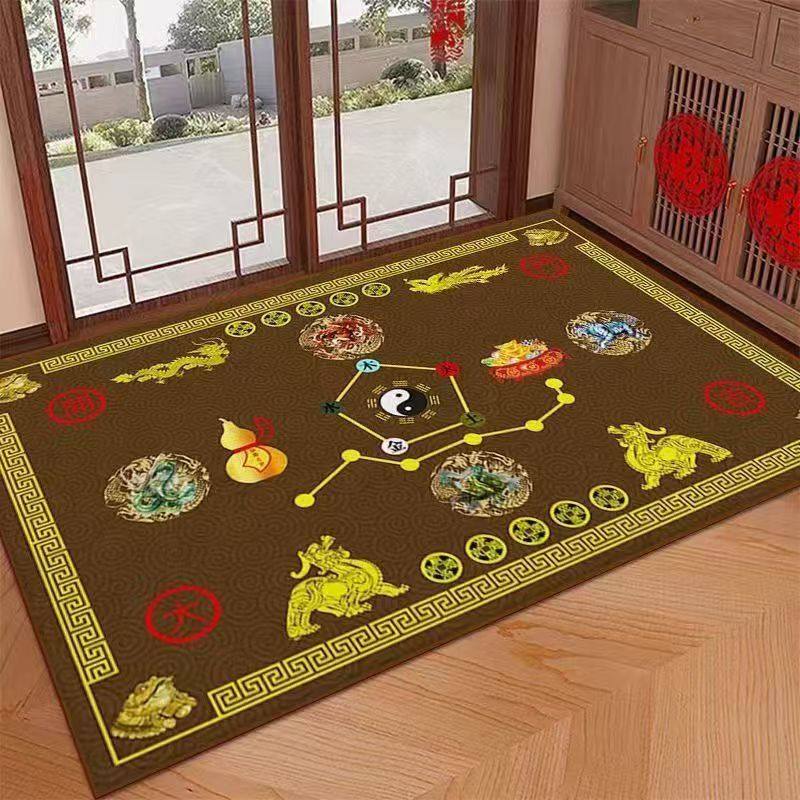 七星九运过门垫太极新年开运五帝钱新款黄色地垫招财神兽定制地垫,淘宝优惠券,粉丝福利购,淘宝优惠卷