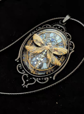 Vintage古着  Gothic Dragonfly 项链 新艺术运动 哥特 复古 小众