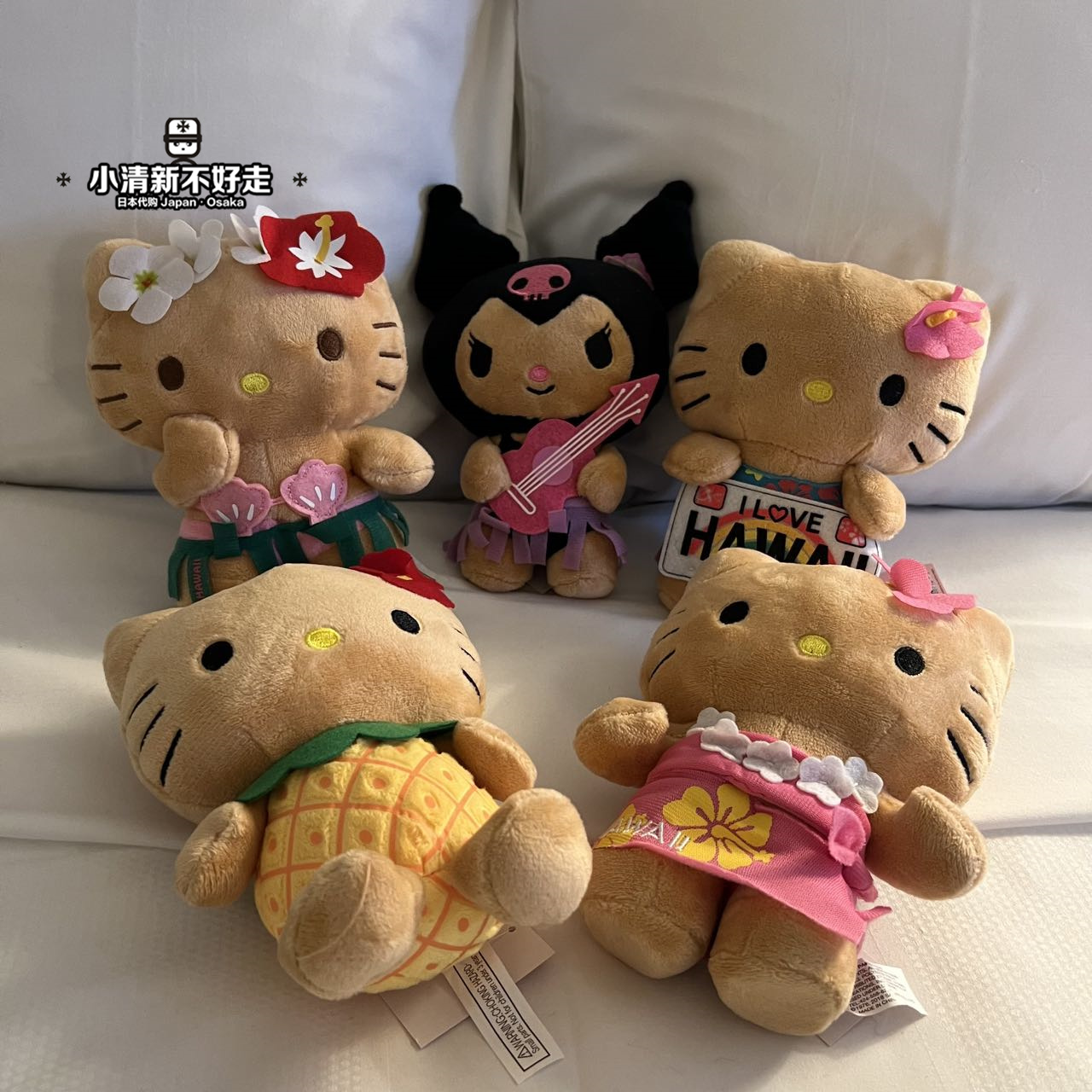 【现】美国正版夏威夷黑皮hellokitty三丽鸥美乐蒂库洛米挂件玩偶-图1