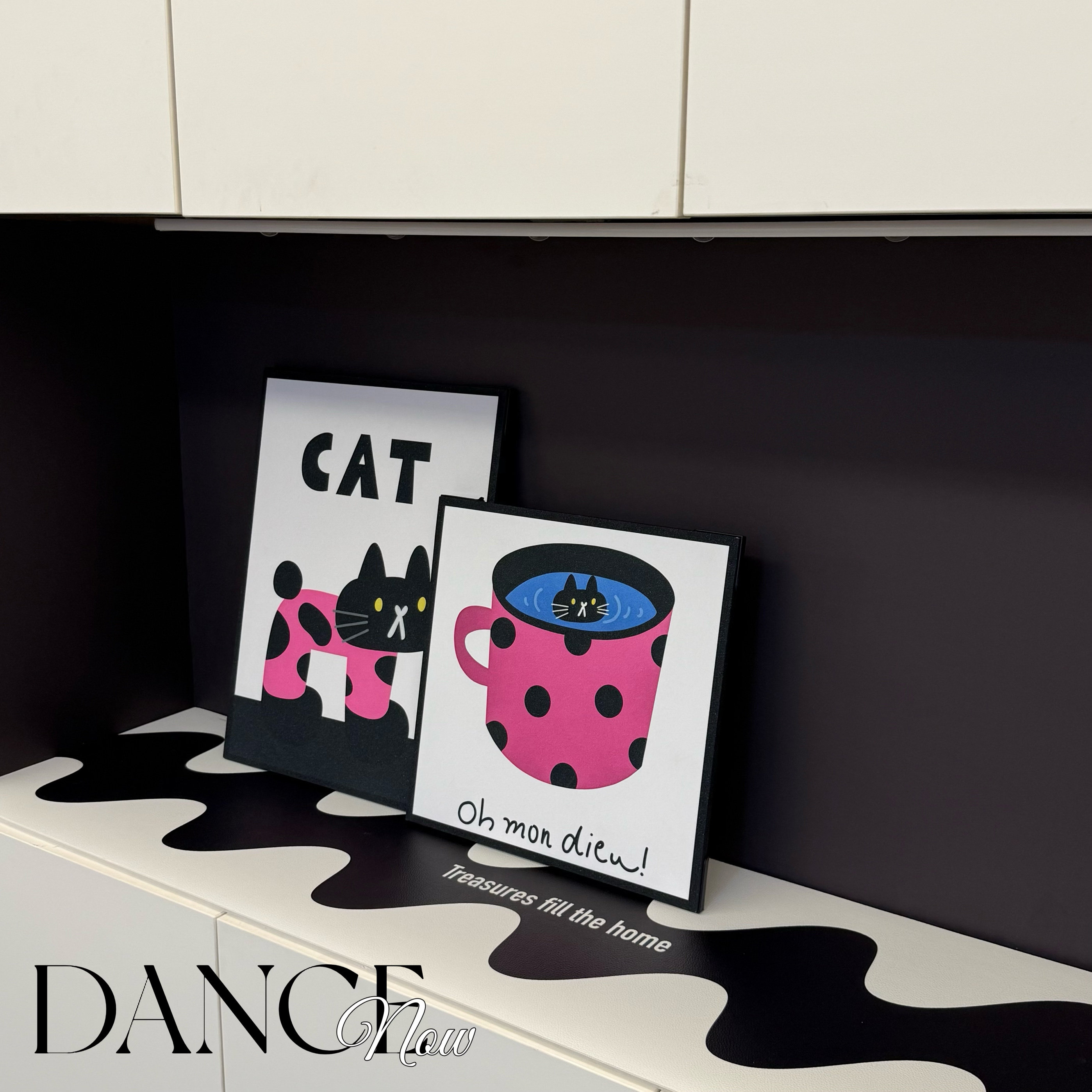 【高级感多巴胺】猫咪卡通可爱装饰画斗柜桌面摆画小众艺术挂画,淘宝优惠券,粉丝福利购,淘宝优惠卷