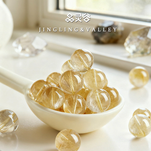 天然金发晶散珠子男女手链配珠单珠diy手工饰品配件钛晶招财手串 - 图3