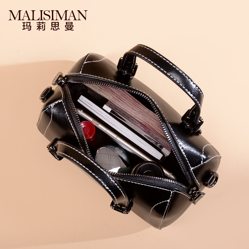 玛莉思曼女2019新款真皮波士顿包 玛莉思曼女士包袋