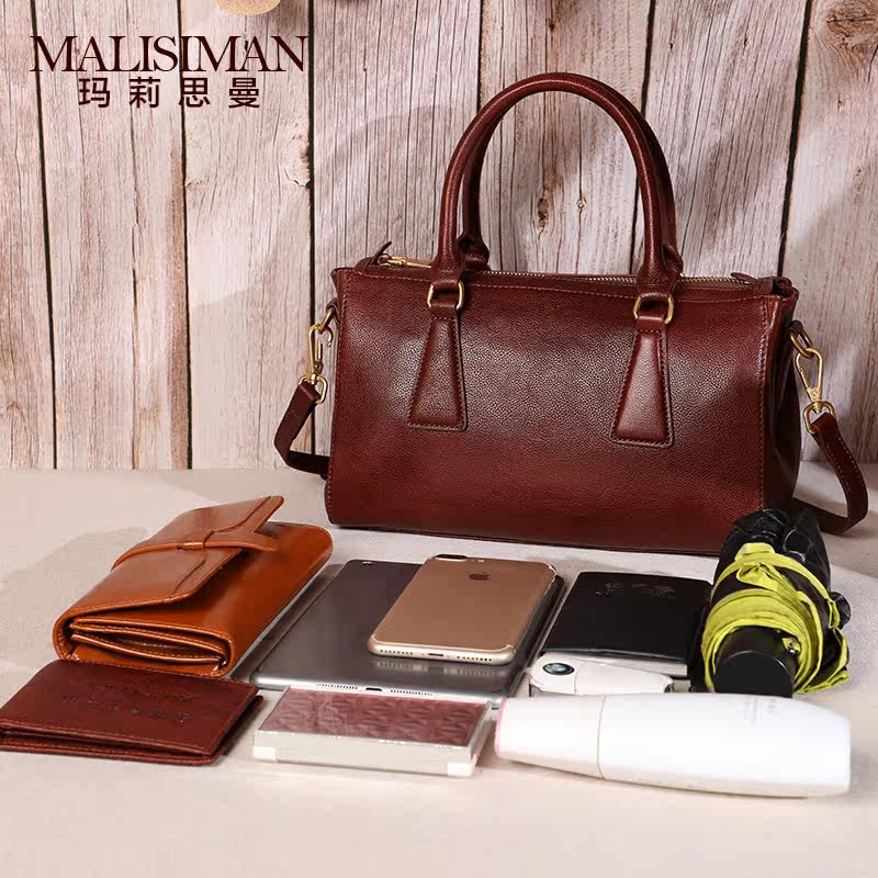 女2019新款手工真皮大容量波士顿包 玛莉思曼女士包袋
