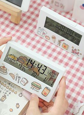 ins闹钟学生用时尚简约时钟少女心静音床头卧室迷你款透明亮光款