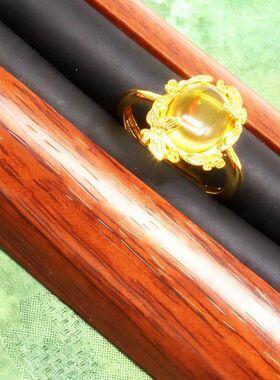 2022 天然琥珀花珀透辉石戒指日韩时尚小众款椭圆戒指多样性