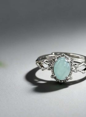 天然缅甸翡翠A货蛋面戒指气质百搭民族风多样性发其一9087