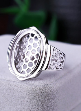 新S925纯银戒指空托男镶嵌戒指托
