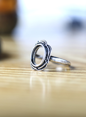 戒指空托复古女款镶嵌绿松石戒托