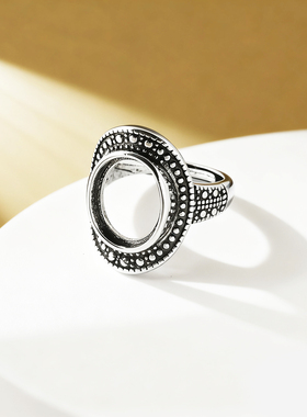 铜戒指空托复古镶嵌绿松石戒指托