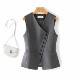 2026 Irregular Vest Vest ແມ່ຍິງອອກແບບໃຫມ່ Top Waist Slim Temperament Wear Suit Pony Clip