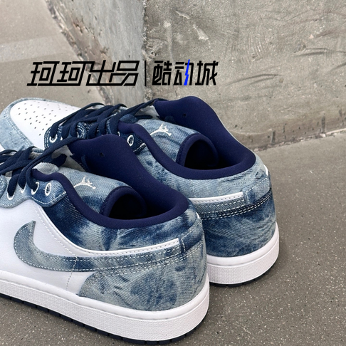 耐克男鞋Air Jordan 1 AJ1水洗丹宁 牛仔蓝 复古篮球鞋CZ8455-100