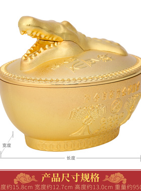 现货正品李居明2026马年吉祥物鳄鱼不可欺摆件招财财箱客厅摆设
