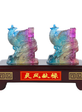 属牛2022虎年吉祥物灵凤u献禄摆件生肖牛水琉璃招财客厅办公室摆