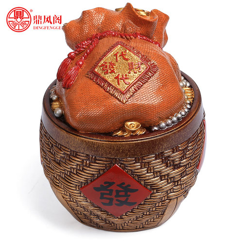 李居明八运吉祥物【代代发财】摆件大财袋丰足有米客厅招财装饰 - 图2